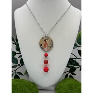 Handmade Red Blossom Geisha Necklace